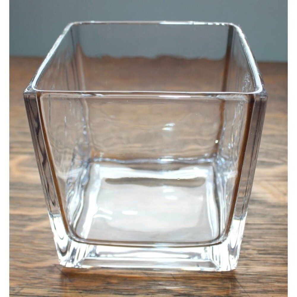 Glass Cube Vase 5"x5"x5" | Square Wedding Flower Vase Centerpieces
